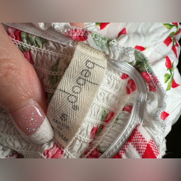 bebop Strawberry Gingham Maxi Dress Cottagecore Smocked Picnic Summer Flowy S - Picture 8 of 10